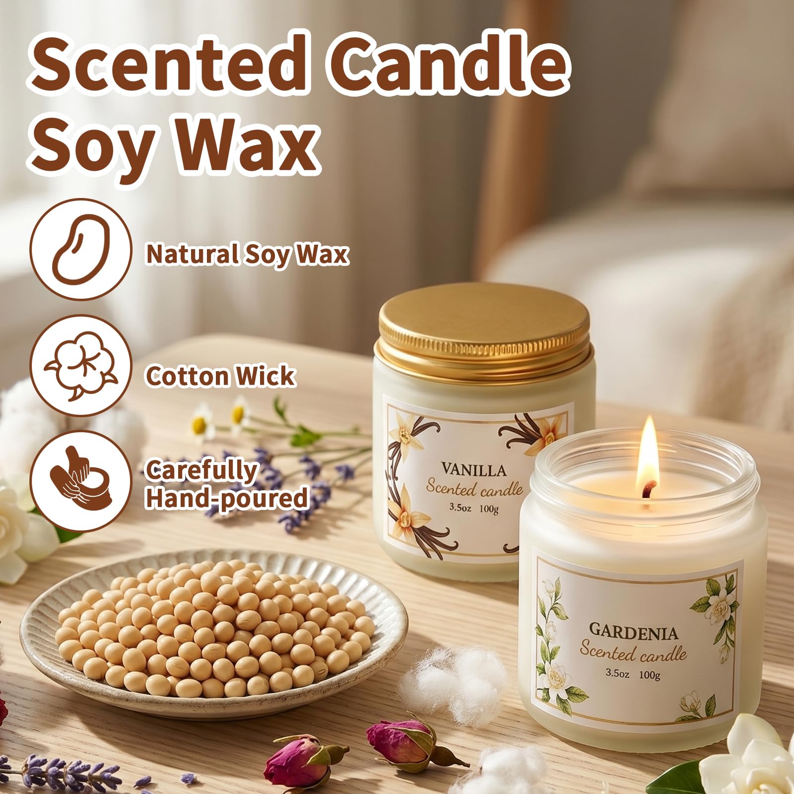 Velas perfumadas para mujer, velas de soja florales para el hogar, paquete de 6 velas relajantes para aliviar el estrés, velas de aromaterapia, regalos para mujer, cumpleaños, aniversario
