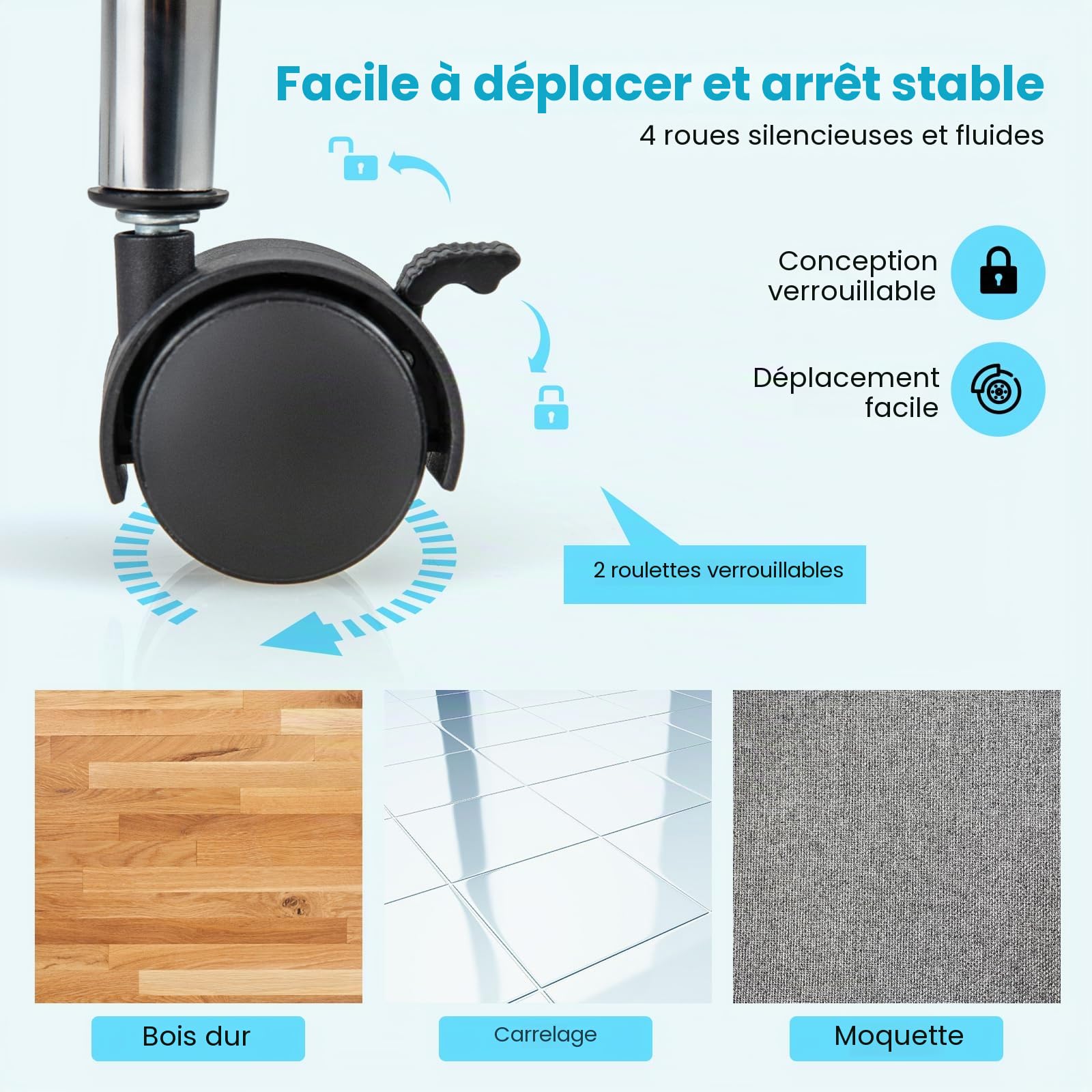 KOMFOTTEU Meuble à 6 Tiroirs à Roulettes Verrouillables, Chariot de Rangement en Plastique, Organisateur pour Bureau, Salle de Bains, Salon, Coloré Transparent