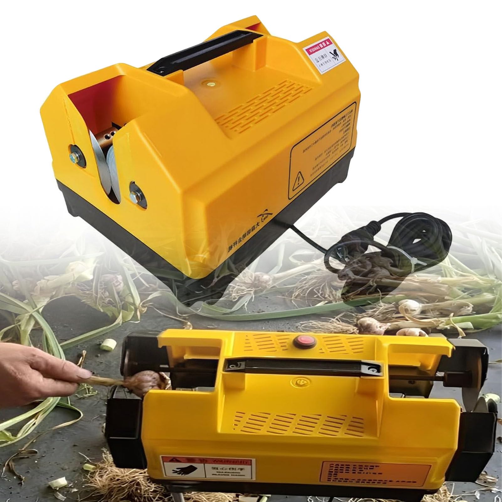BOOZXCV Double Garlic Top Tails Remover Machine, Garlic Root Green Onions Beard, Efficient Cutting