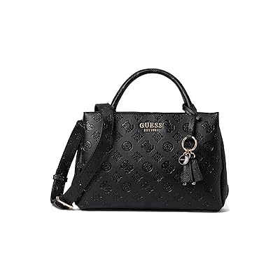 GUESS Phoebe Girlfriend Satchel Satchel Handbags Black Logo, Polyurethane