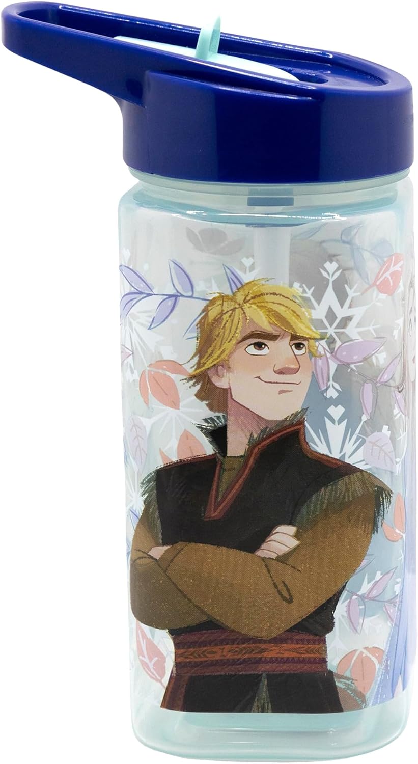 Frozen Reusable Square Water Bottle with Integrated Straw 18oz