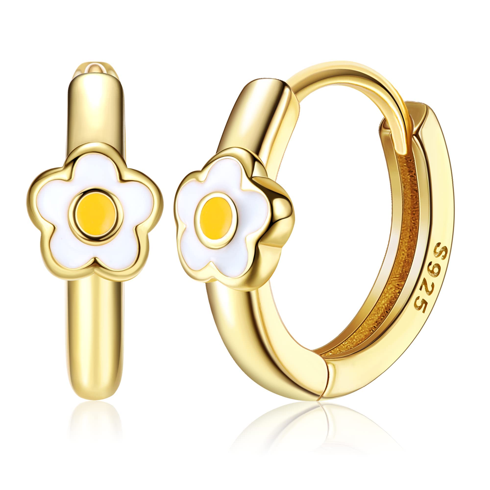 MILACOLATODaisy Pendientes Aros para Niños Pequeños Mujeres18k Chapado en Oro Lindo Pendientes de Oro Cartilaginoso para Niñas
