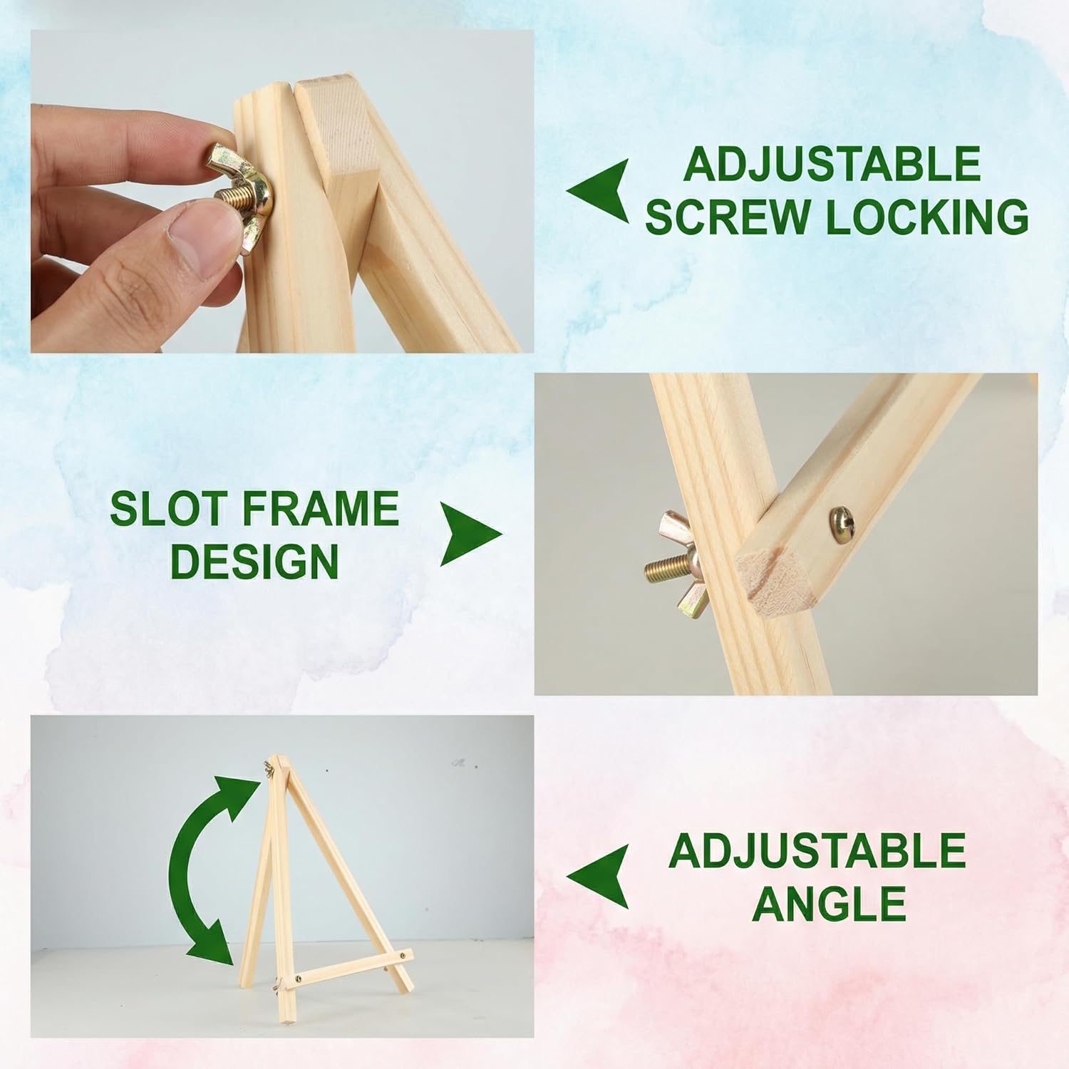 16 Pack 11.8In Tabletop Easel, Wooden Easels for Paiting Adjustable Foldable for Kids, Students, Beginners