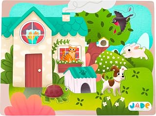 J.A.D.E - Pacco di 8 Puzzle Forma Animali Domestici - 1a età - Gioco Educativo - Prime...
