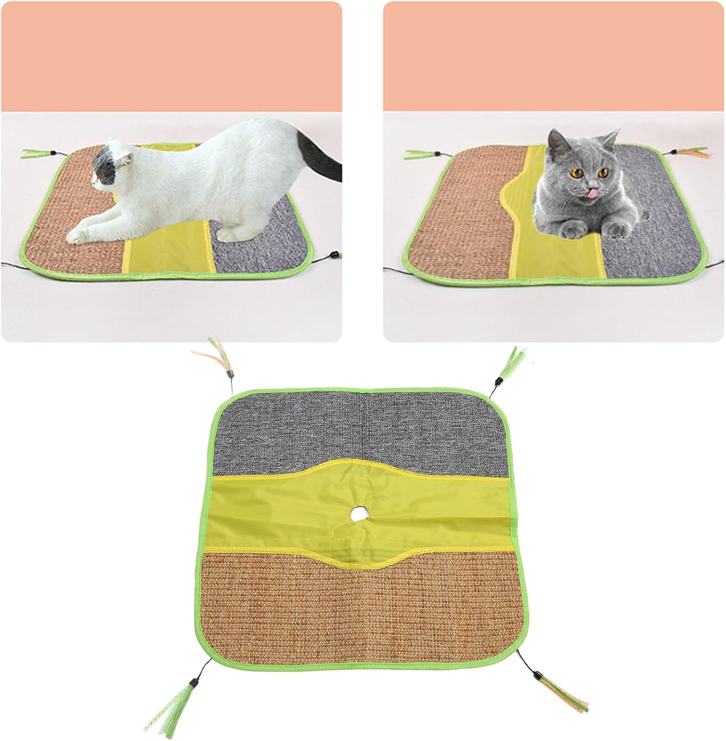 review Multifunctional Cat Scratch Play Mat Interesting Sisal Scratching Pad Rug for Kitten cat scratching mat