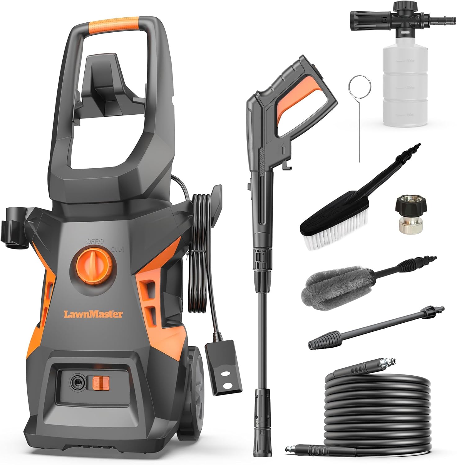 LawnMaster Electric Pressure Washer with Detergent Bottle