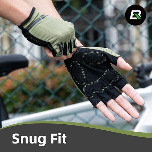 Miniatura 5 de ROCKBROS Guantes de ciclismo para hombres y mujeres, guantes de ciclismo transpirables de medio dedo, guantes acolchados que absorben los golpes