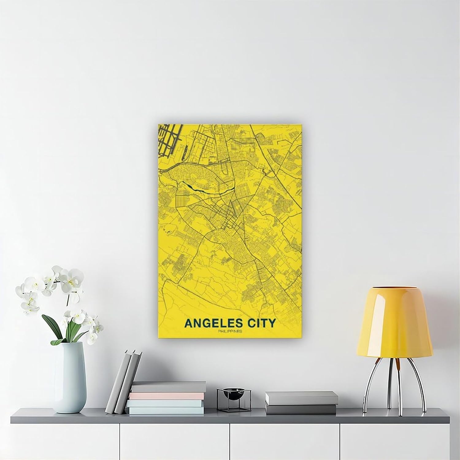 Los Angeles Philippines Map Poster Colorful Hometown City Print Poster Wall Art Decor Print Picture Paintings for Living Room Bedroom Decoration Frame 20x30inch