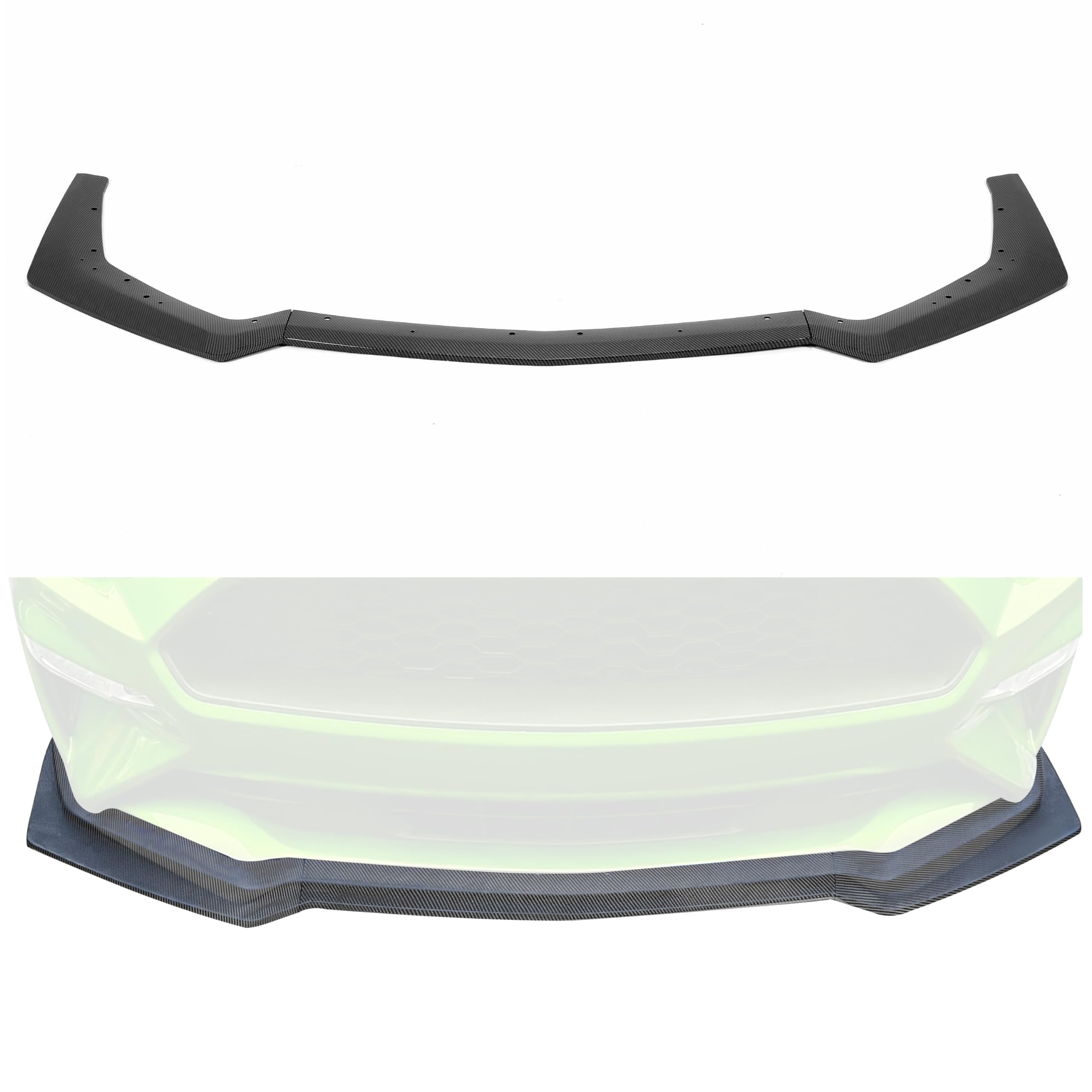 KUAFU 3Pcs Front Bumper Lip Splitter Compatible with 2018-2022 Ford Mustang GT Model Under Chin Spoiler Air Dam Body Kit Carbon Fiber Color