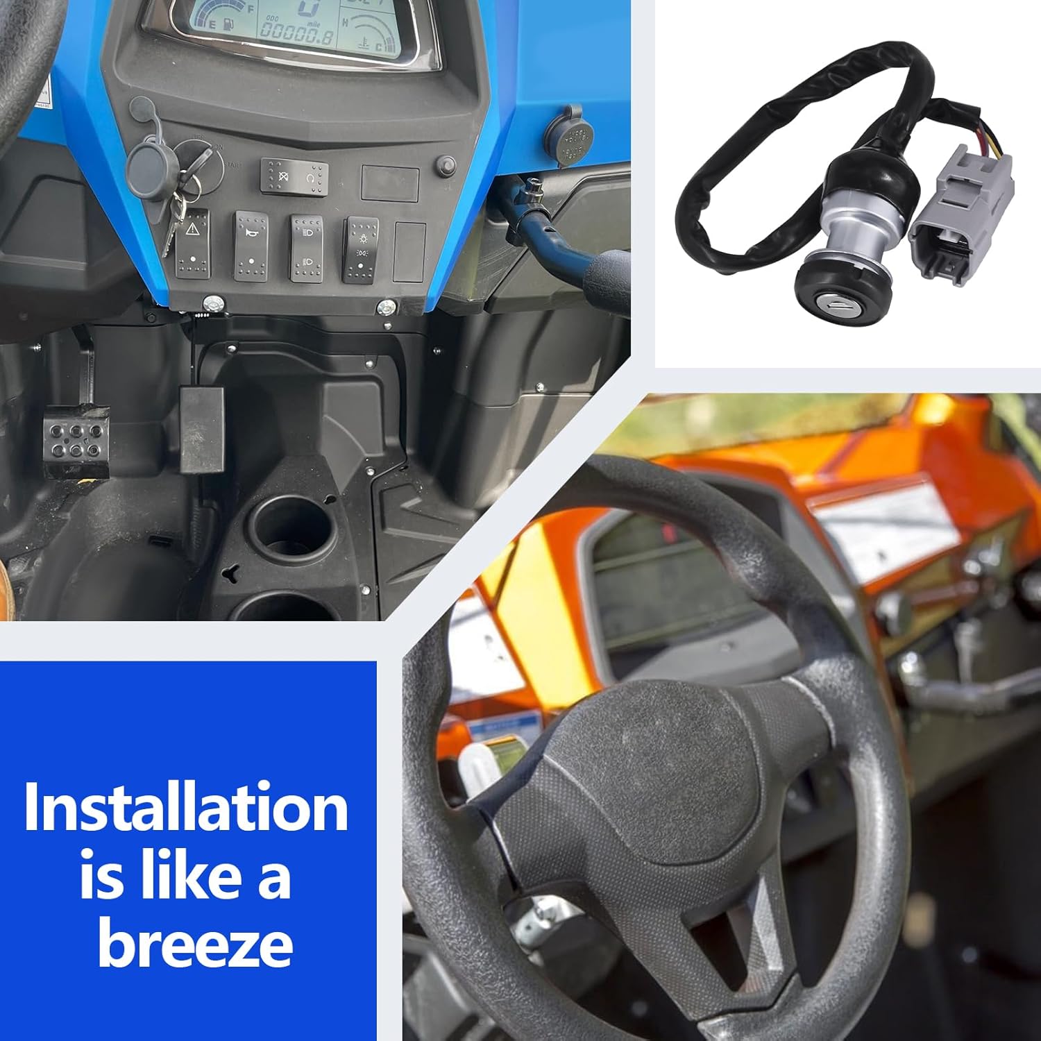 Ignition Switch Key Lock Kit with gaskets Compatible with CFMOTO Zforce 500, Zforce 800 Trail, Zforce 1000 Part Number 7000-011000-20000