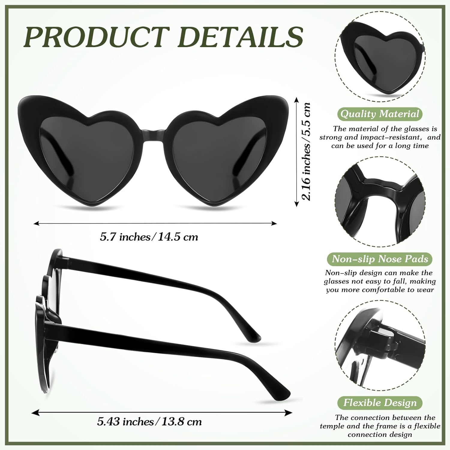 Flutesan Personalized Heart Shaped Sunglasses Bulk Heart Glasses with Paint Pens for DIY Wedding Party Favors - Image 5