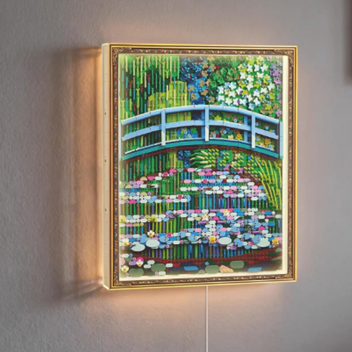 Acrylic Display case for lego 31220 Monet's Bridge Over The Water Lily Pond - dustproof with uv Protection,Custom Fit for lego 31220 Model - Collector's Edition(Model not ) (Lighting Up)