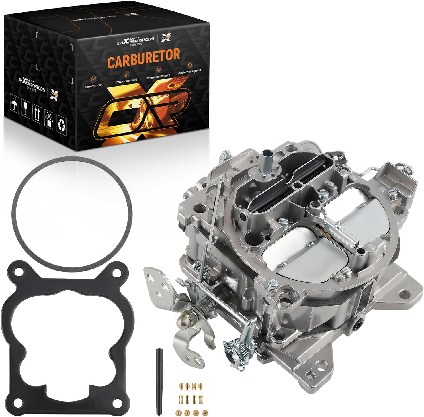 maXpeedingrods 4 Barrel Carburetor for Rochester Quadrajet Carburetor for Chevy 350 327 396 400 402 427 454 V8 1966-1973 Engines Trucks/Cars, 1901R 4MV 750CFM Q-Jet 4 BBL Carb, Manual Divorced Choke