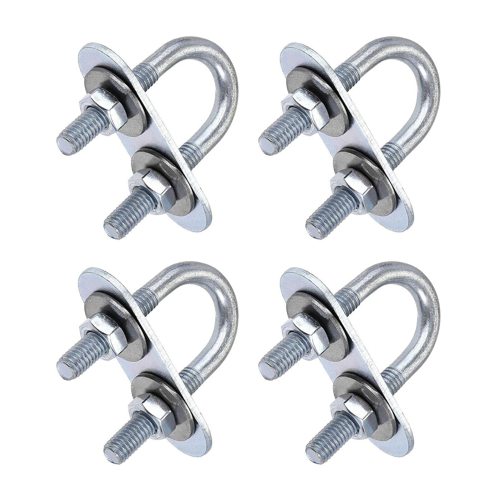 TOP-VIGOR 4 sets M6 Round U-Bolts, 16mm Inner Width 46mm Length Steel U-Bolts with Nut, Plate