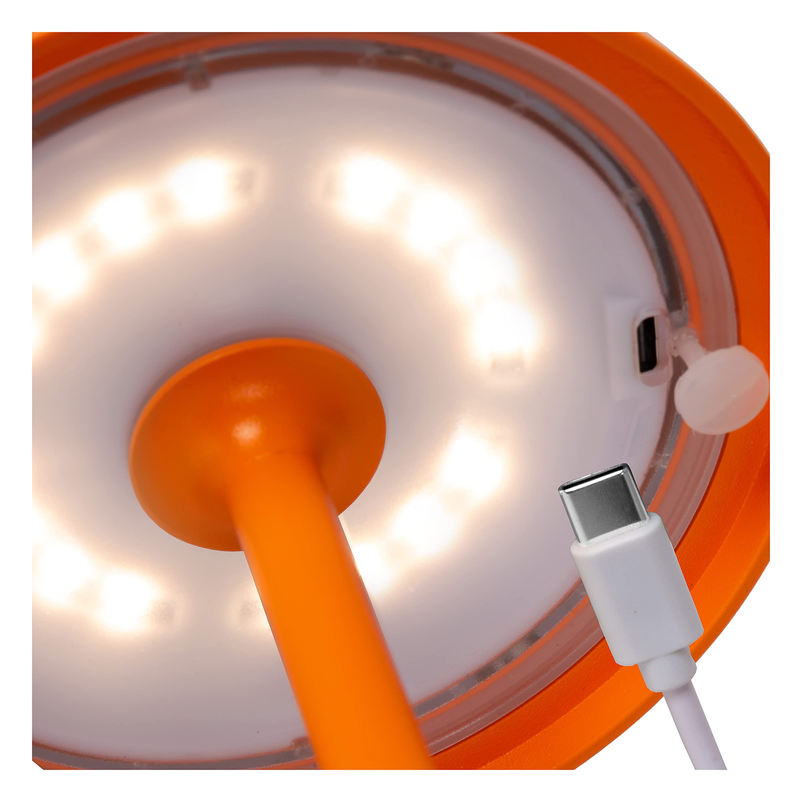 LUCIDE JOY - wiederaufladbare Tischlampe Innen/Außen - Akku/Batterie - Ø 12 cm - LED Dim. - 1x1,5W 3000K - IP54 - Orange