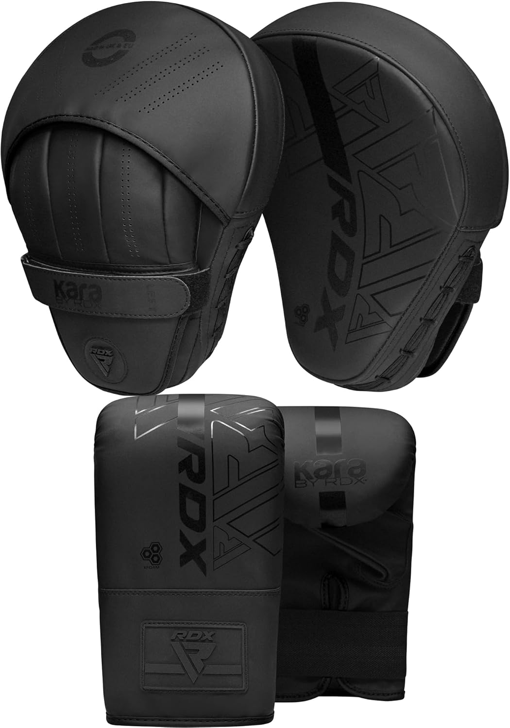 RDX Boxing Pads and Bag Gloves Set, Maya Hide Leather Kara Hook and Jab Training Pads, Curved Focus Mitts for MMA, Muay Thai, Kickboxing Coaching, Martial Arts, Punching Hand Target Strike Shield