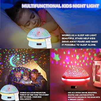 Remote Control and Timer Design Starry Sky Rotating Star Projector Night Light,16 Colorful Projector Light Dimmable LED Bedside Lamp,Glow in The Dark Stars Moon,Kids Room Decor (Blue)