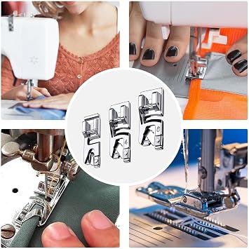 Sewing Machine Presser Feet Set, 3 Pcs Universal Rolled Hemmer Feet Kit with 3mm/4mm/6mm Sizes - Compatible with Brother, Janome, Singer & Most Domestic Sewing Machines