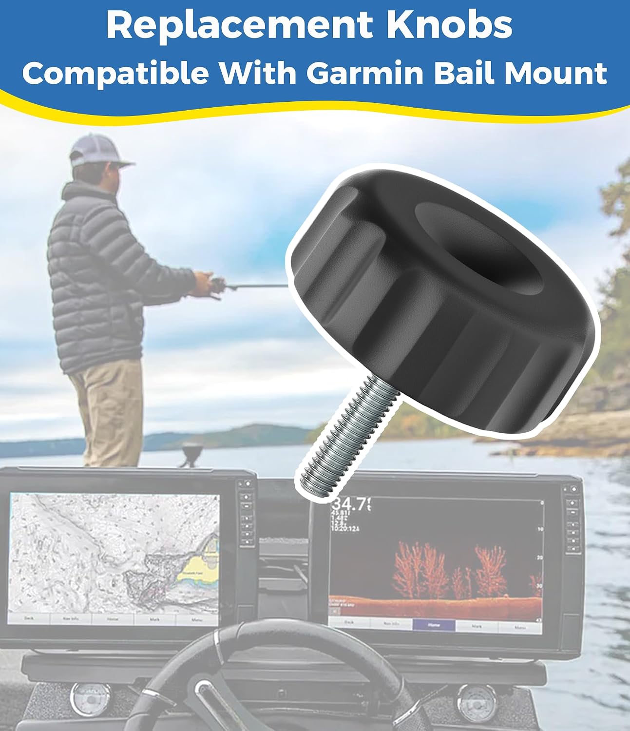 Mount Knobs for Garmin Bail Mount,2 Pack,Durable Superior PP Materials Replace Knob Compatible with Garmin Echomap, VHF Gpsmap, HDS, Elite，f/7xx Series，f/GPSMAP® 7x3 Series(2pcs)