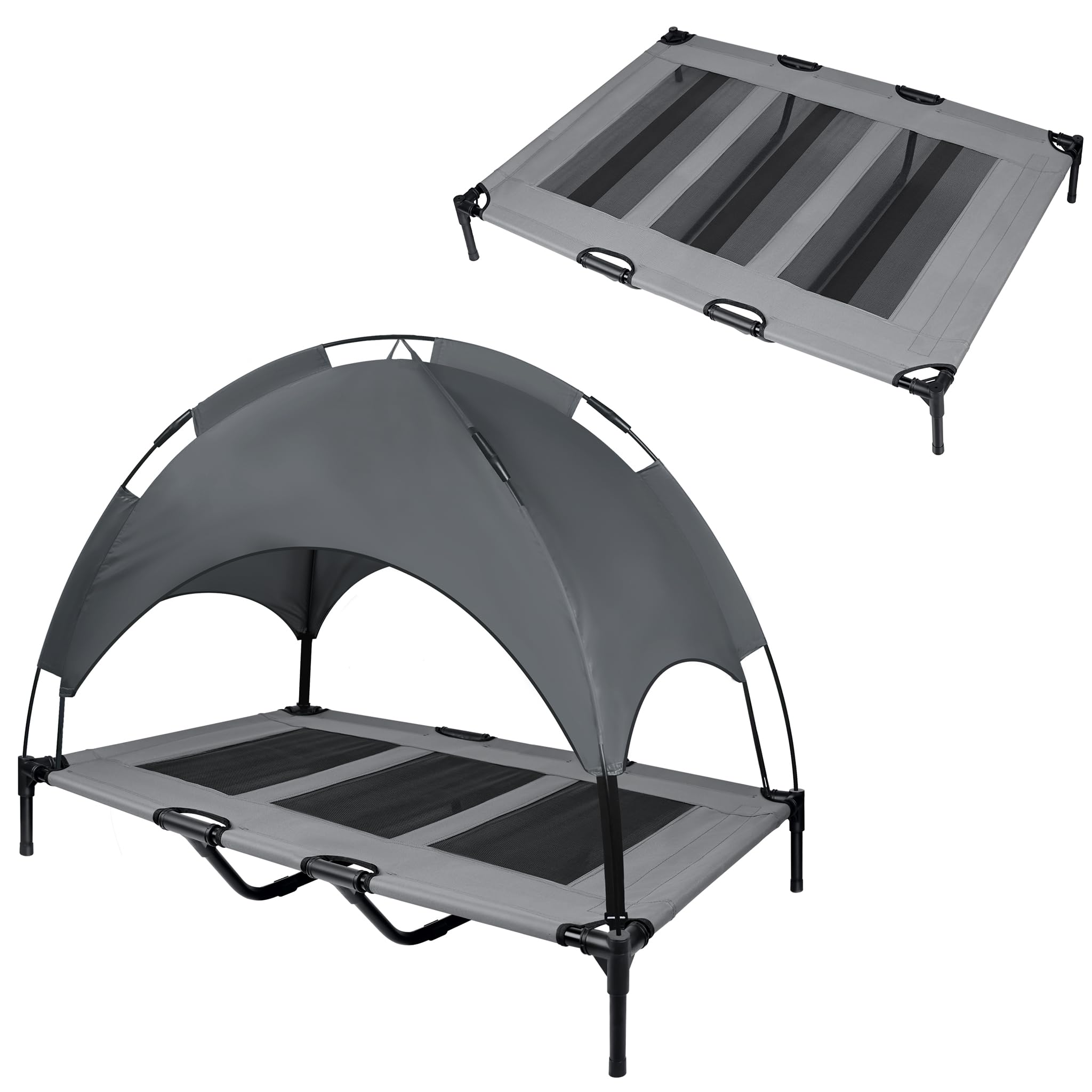 FIVMEN Cama para perros con dosel para perros al aire libre 2 en 1, cama para mascotas, sofá elevado, cama para gatos y perros pequeños y grandes, 122 x 92 x 102 cm
