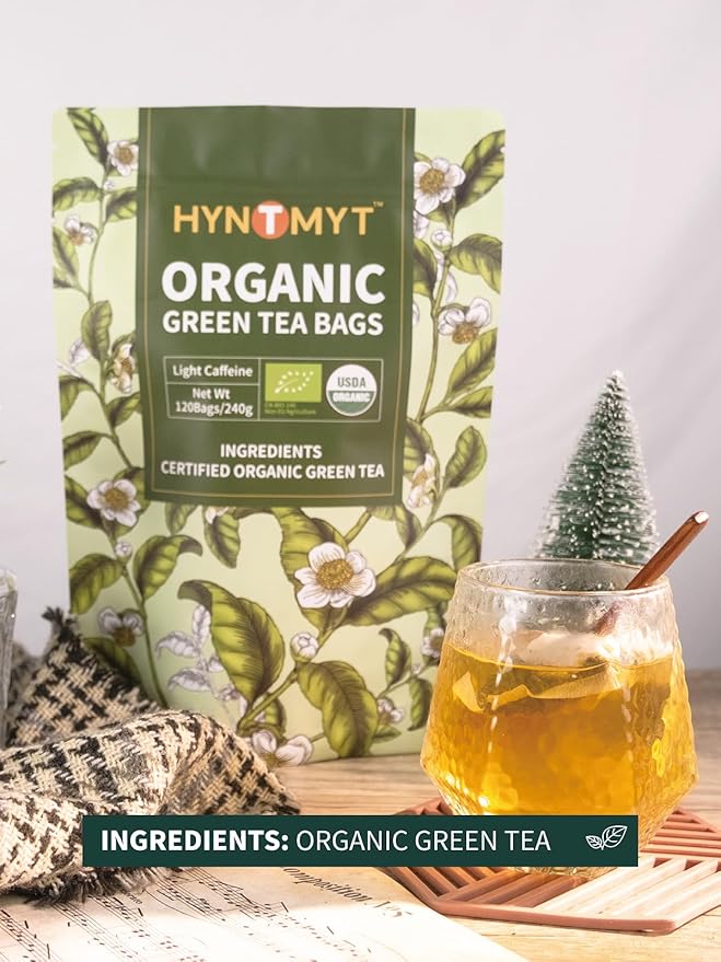 Not only is HYNTMYT organic green tea delicious and convenient to brew, but it also comes in eco-friendly packaging. The inner tea bags are made from natural plant fiber and are biodegradable, making this tea a sustainable option for tea lovers. Treat yourself or give the gift of this healthy and tasty tea to someone special. Description by ChatGPT.