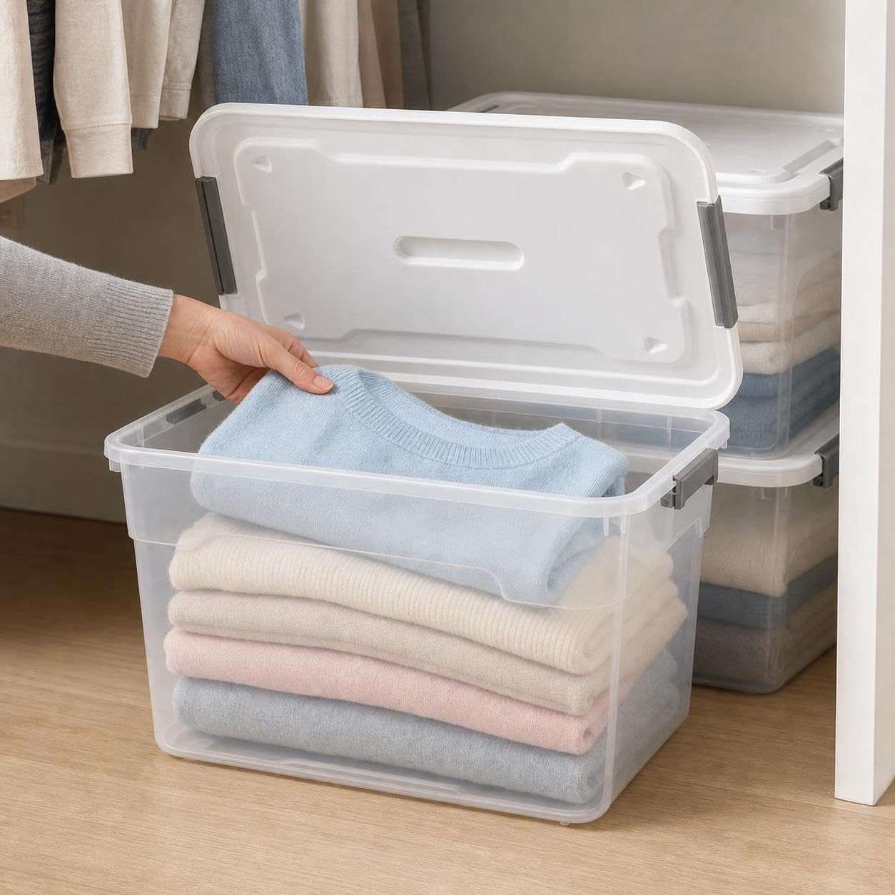 Boîte rangement plastique PP, couvercle, size to 2