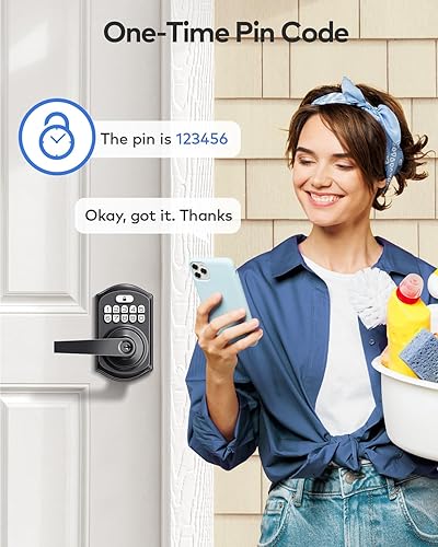 Miniatura 2 de TEEHO TE004 Cerradura de puerta con teclado de entrada sin llave con asa, cerradura electrónica digital inteligente para puerta interior con