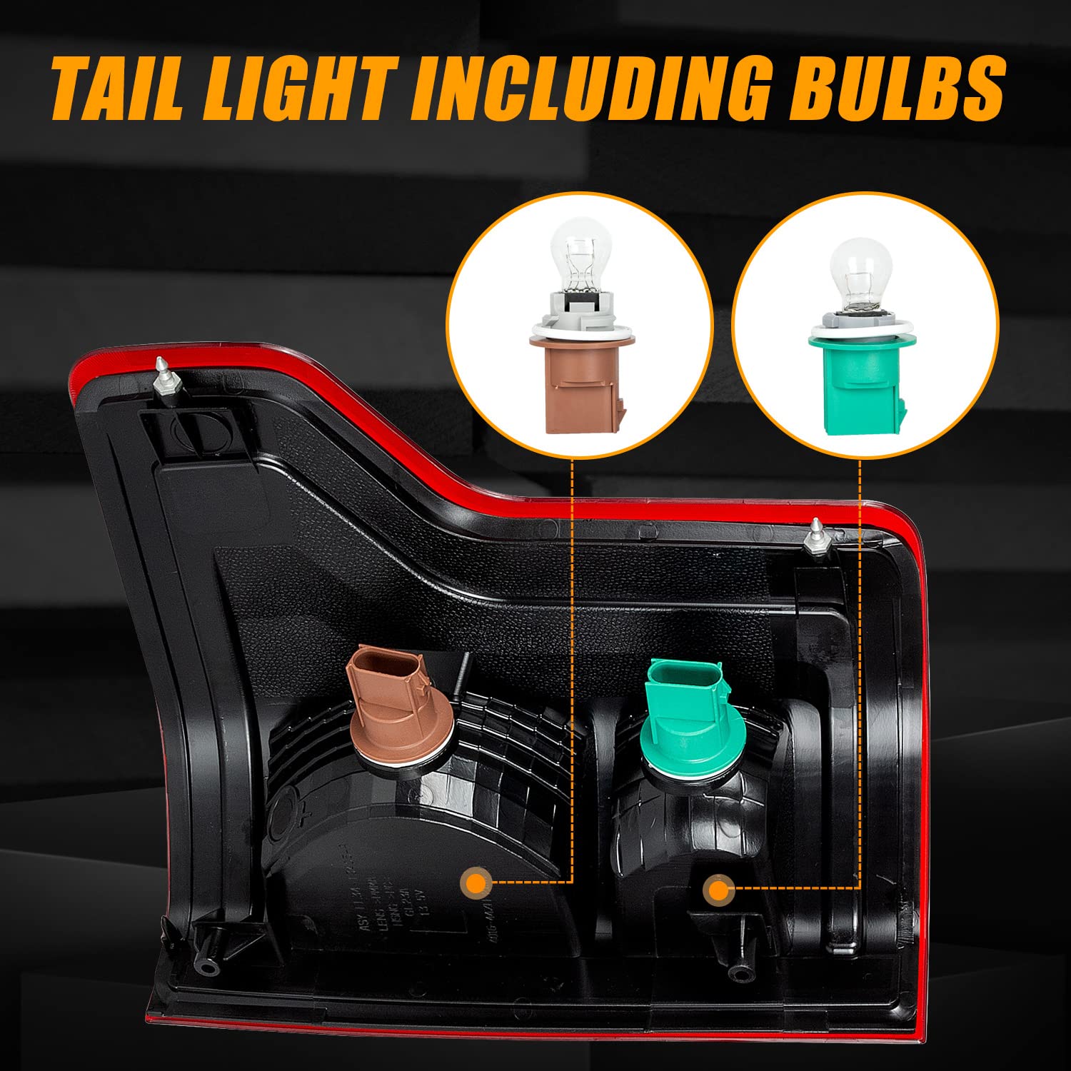 RANSOTO F150 Tail Light Compatible With Ford F-150 2015 2016 2017 Rear Brake Lights with Bulbs Left Driver Side Tail Lamps Replace FL3Z13405A-PFM, FO2800239