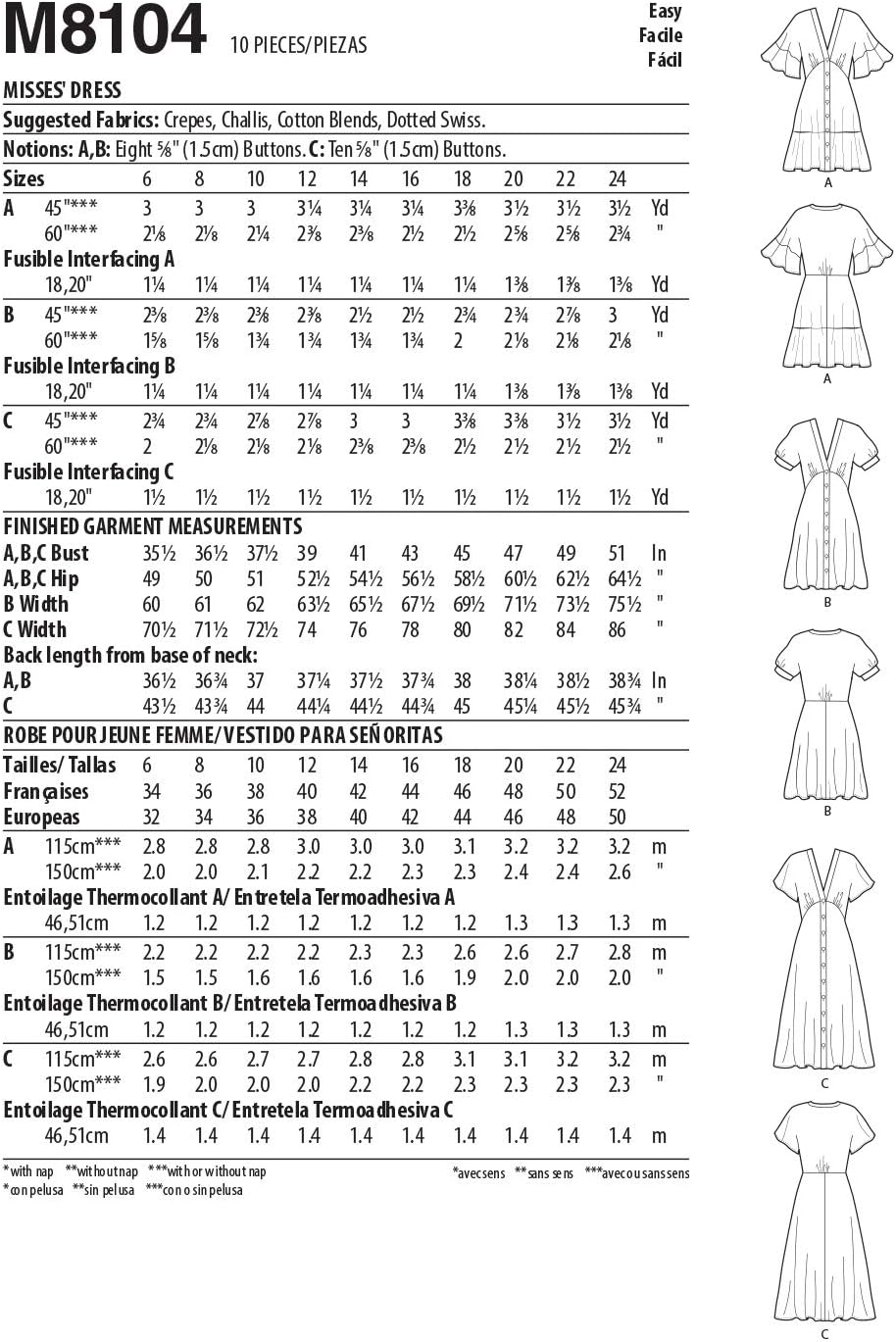 McCall Pattern 16-18-20-2, 16-18-20-22-24