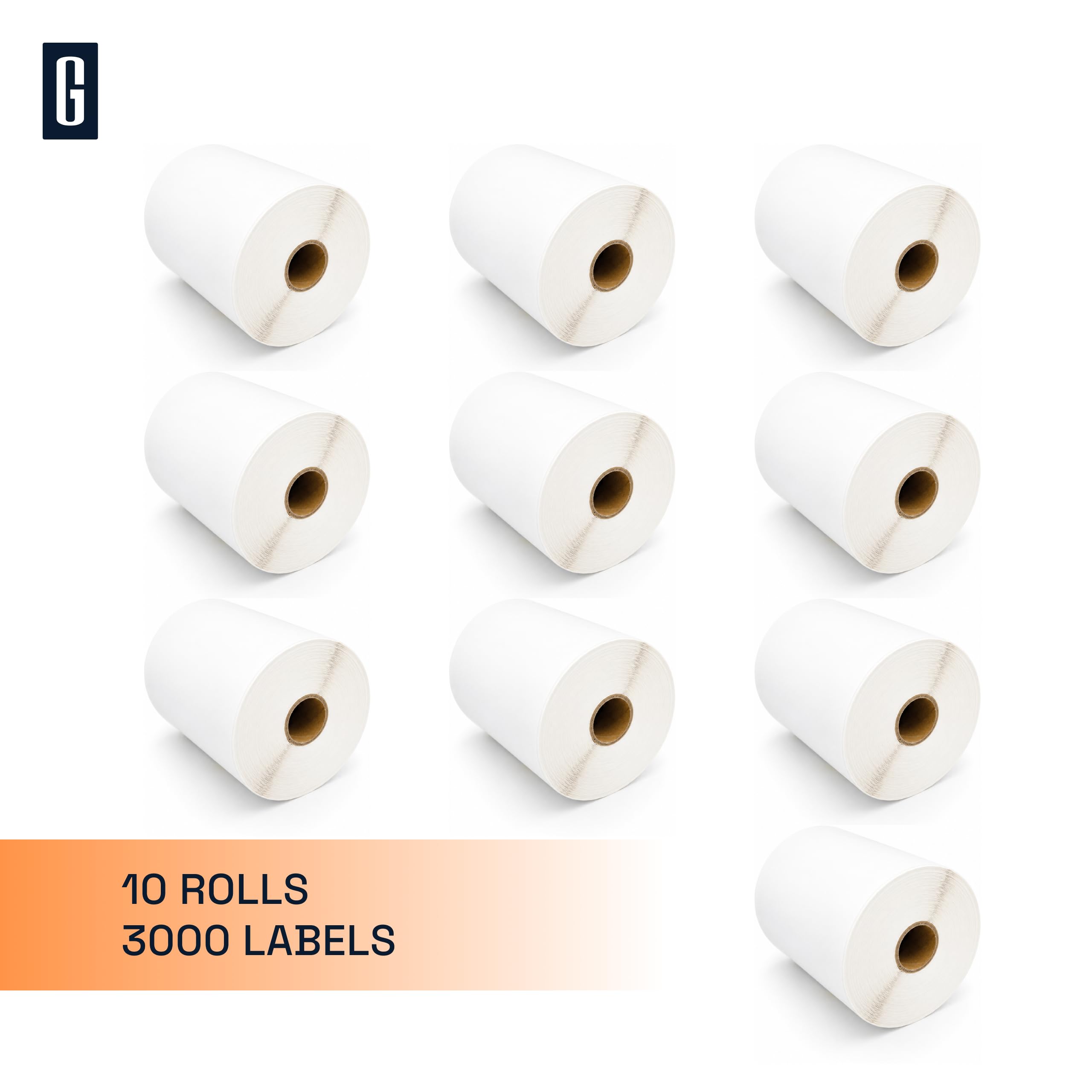 GROF - 10 Rolle Thermo-Versandetiketten Adressetiketten 102 × 152 mm - 300 Etiketten/Rolle, kompatibel mit Zebra Thermodruckern & weiteren 4×6 Etikettendruckern - selbstklebend (10)