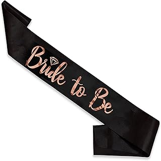 WOBBOX Bachelorette Party Sash for Bride & Groom, Bride to Be Sash, Briadal Shower Sash, Team Bride Sash, Bachelorette Party Decoration Items- Black Rose Gold Foil Big Text Bride to be
