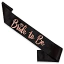 WOBBOX Bachelorette Party Sash For Bride & Groom, Bride To Be Sash, Briadal Shower Sash, Team Bride Sash, Bachelorette Party Decoration Items- Black Rose Gold Foil Big Text Bride to be gallery image