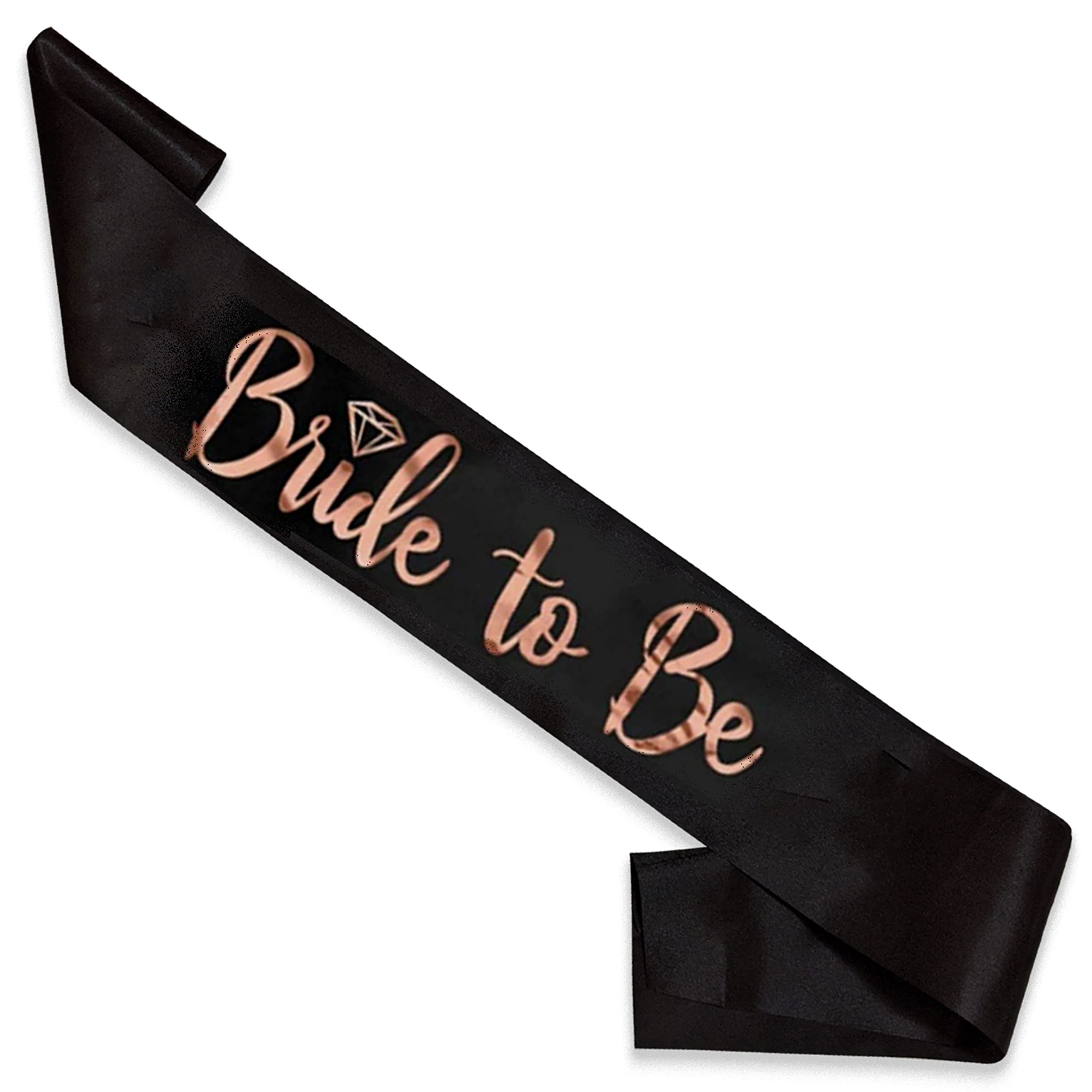 WOBBOX Bachelorette Party Sash for Bride & Groom, Bride to Be Sash, Briadal Shower Sash, Team Bride Sash, Bachelorette Party Decoration Items- Black Rose Gold Foil Big Text Bride to be