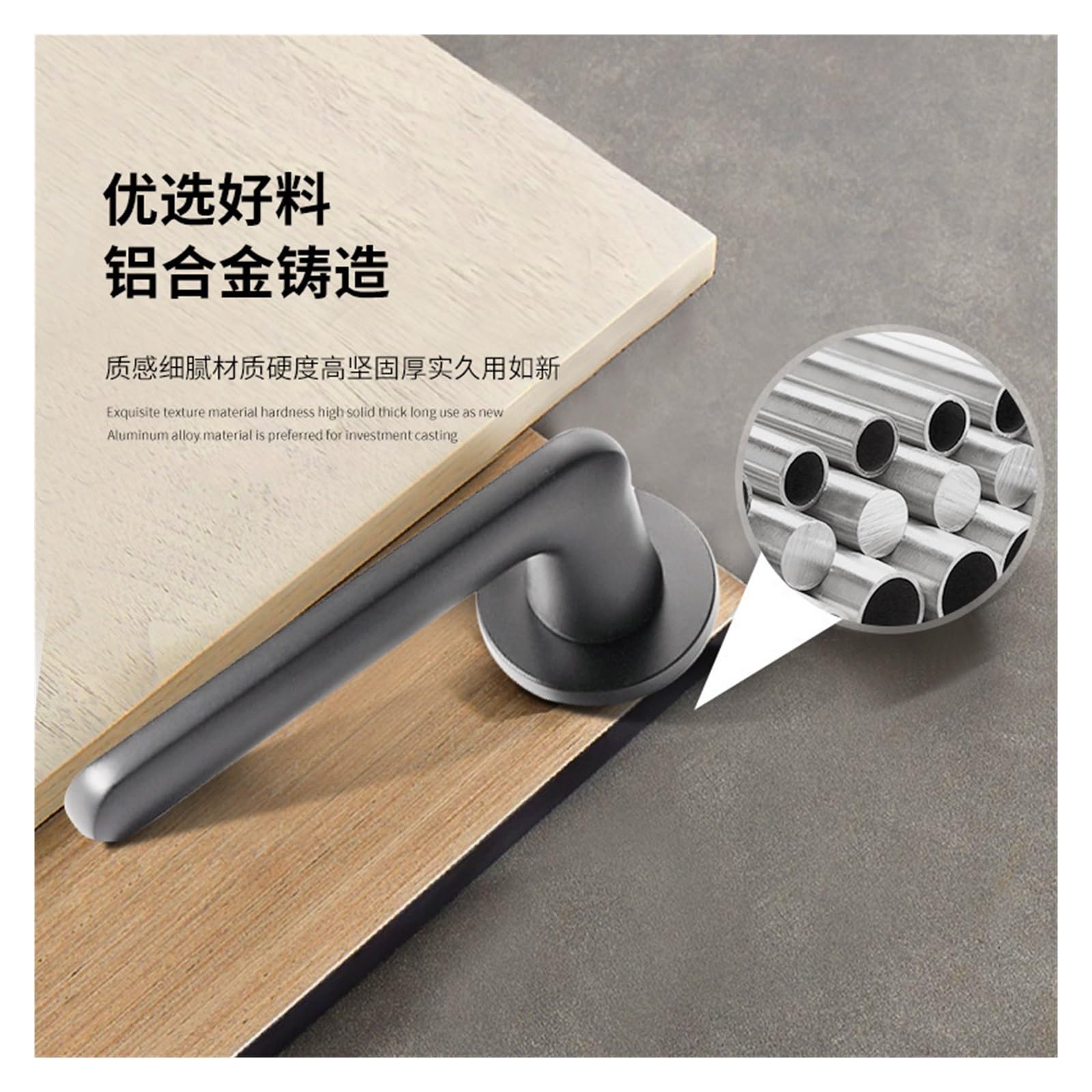 Geräuschloses Türschloss Schlafzimmer Innentürschloss Massivholz-Türgriff Griff Engineering Schwarz Split Lock(Elegant Black)