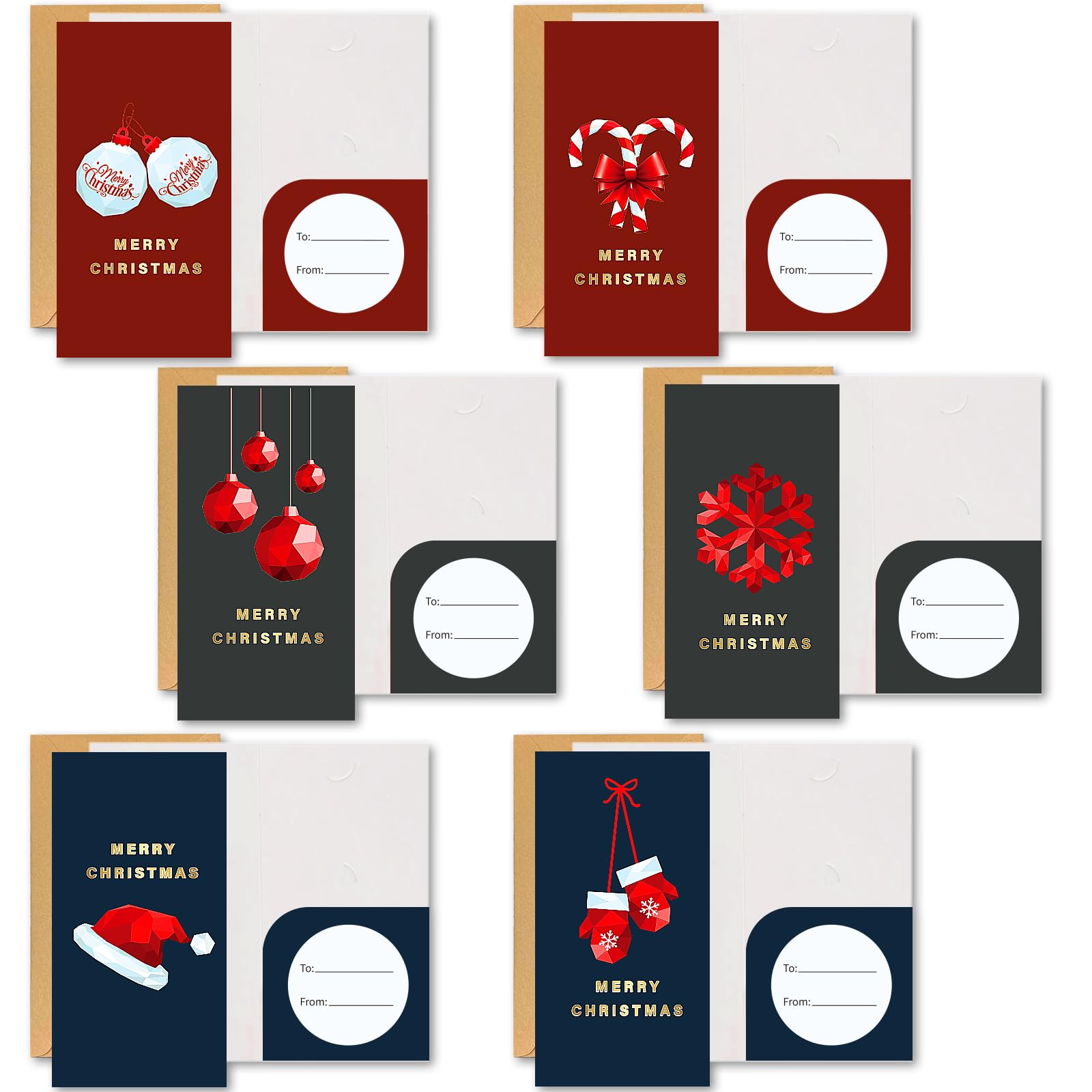 Lot de 96 cartes de Noël avec enveloppes, cartes de Noël amusantes pour offrir de l'argent liquide, cartes de Noël amusantes