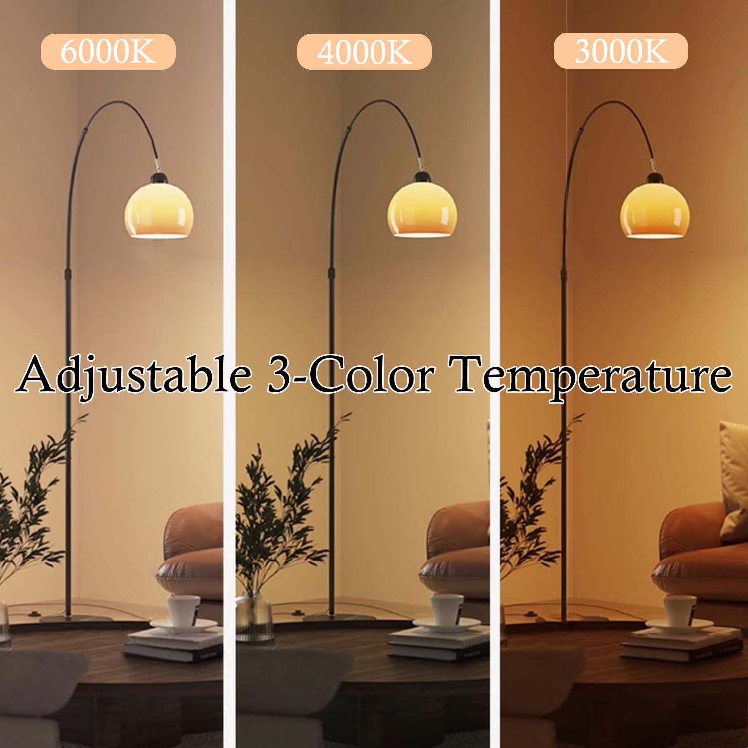 MIXL-Orange Fishing Floor Lamp with Glass Shade,Adjustable Arc Floor Reading Lamp with Marble Base,Mid Century Modern Standing Lamp for Living Room Bedroom and Office