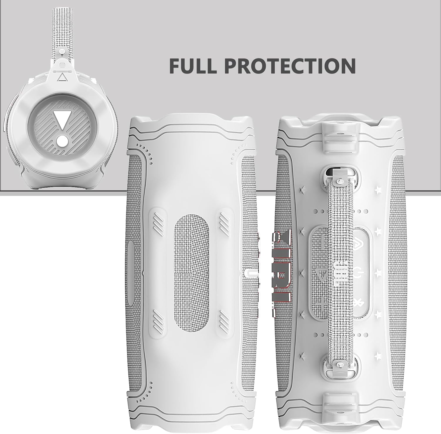 Silicone Cover Case for JBL Charge 6 Portable Bluetooth Speaker Accessories, Charge 6 Speaker Protective Case with Shoulder Strap (White Cover) - Image 5