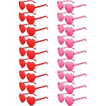 20 Pairs Heart Sunglasses for Women Bulk Transparent Heart Shaped Sunglasses Bachelorette Party Glasses Fun Glasses for Party Favor to Add A Splash of Fun20Pcs Red+Rose Red