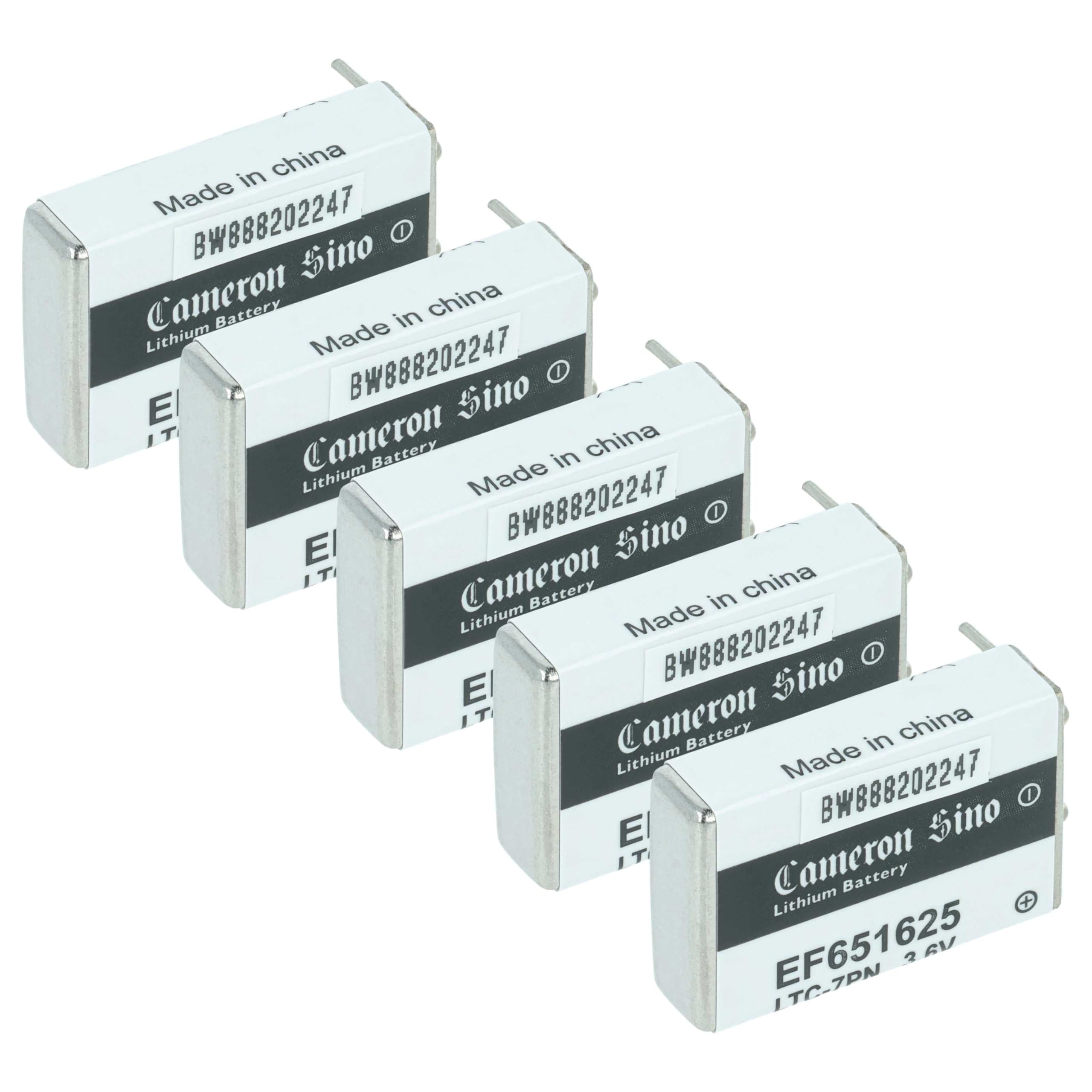 vhbw 5X Baterías EF651625 no Recargables Especiales - Baterías primarias con Clavijas para soldar (750 mAh, 3,6 V, Li-SOCl2)