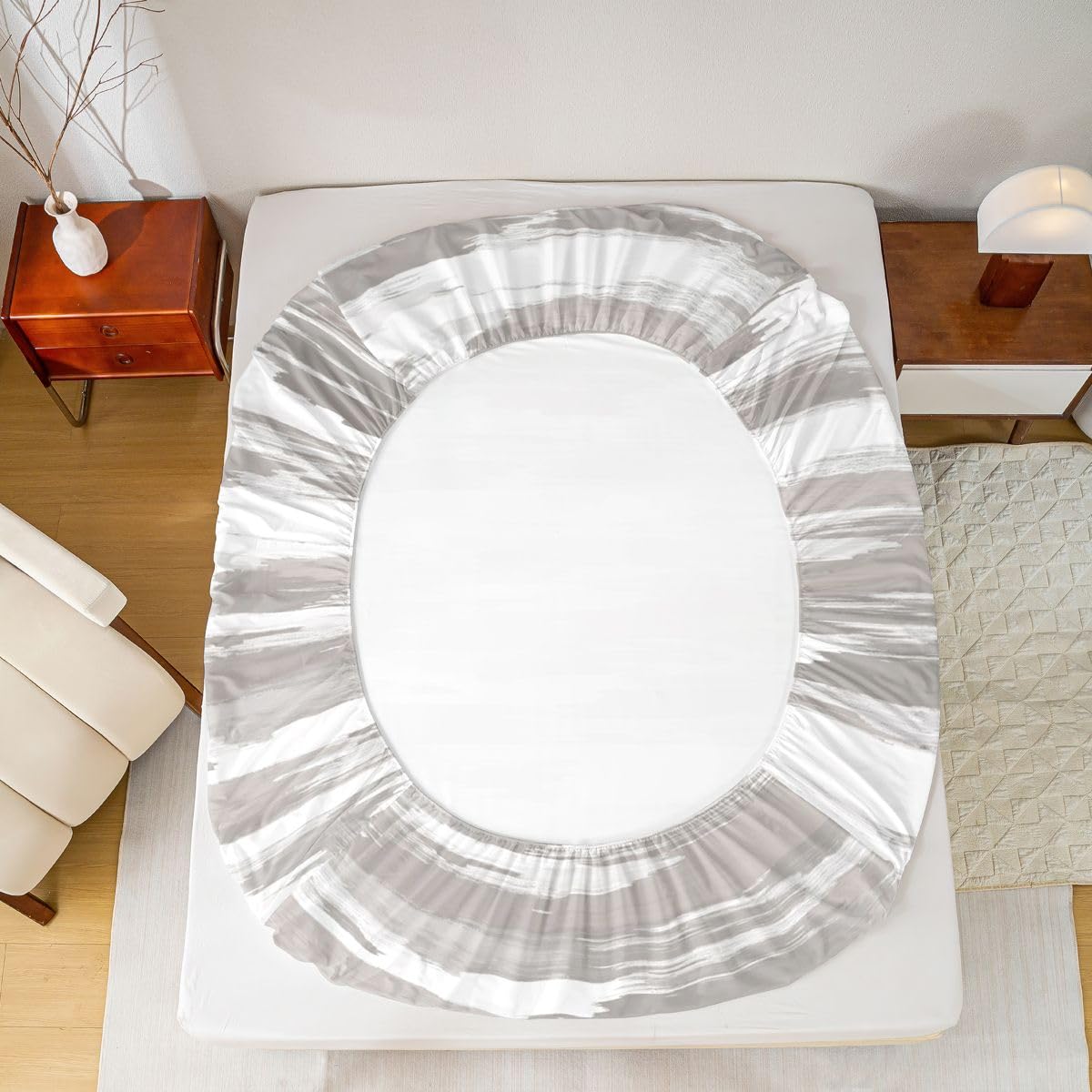 Homemissing Gris Und Weiß Drap Housse 180x200cm