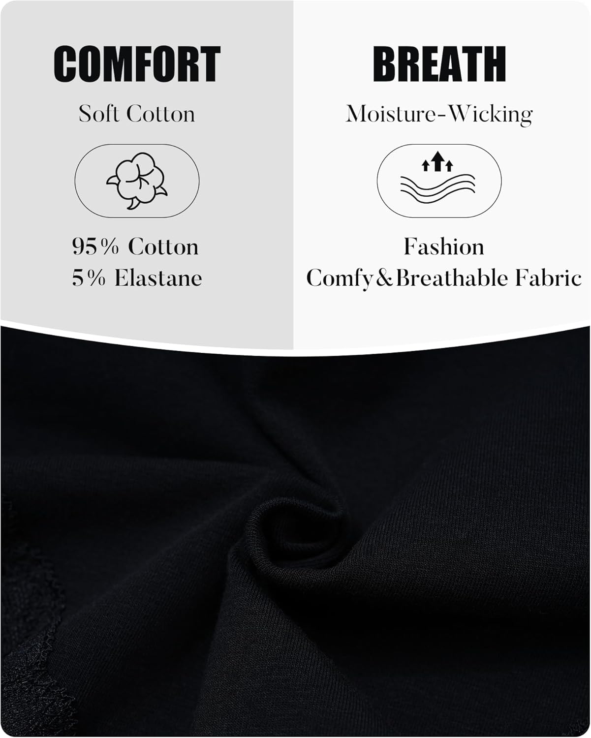 LEVAO Cotton Underwear for Women Lace Cheeky Bikini Panties Stretch Ladies Soft Hipster Briefs 6 Pack S-XXL - Image 4