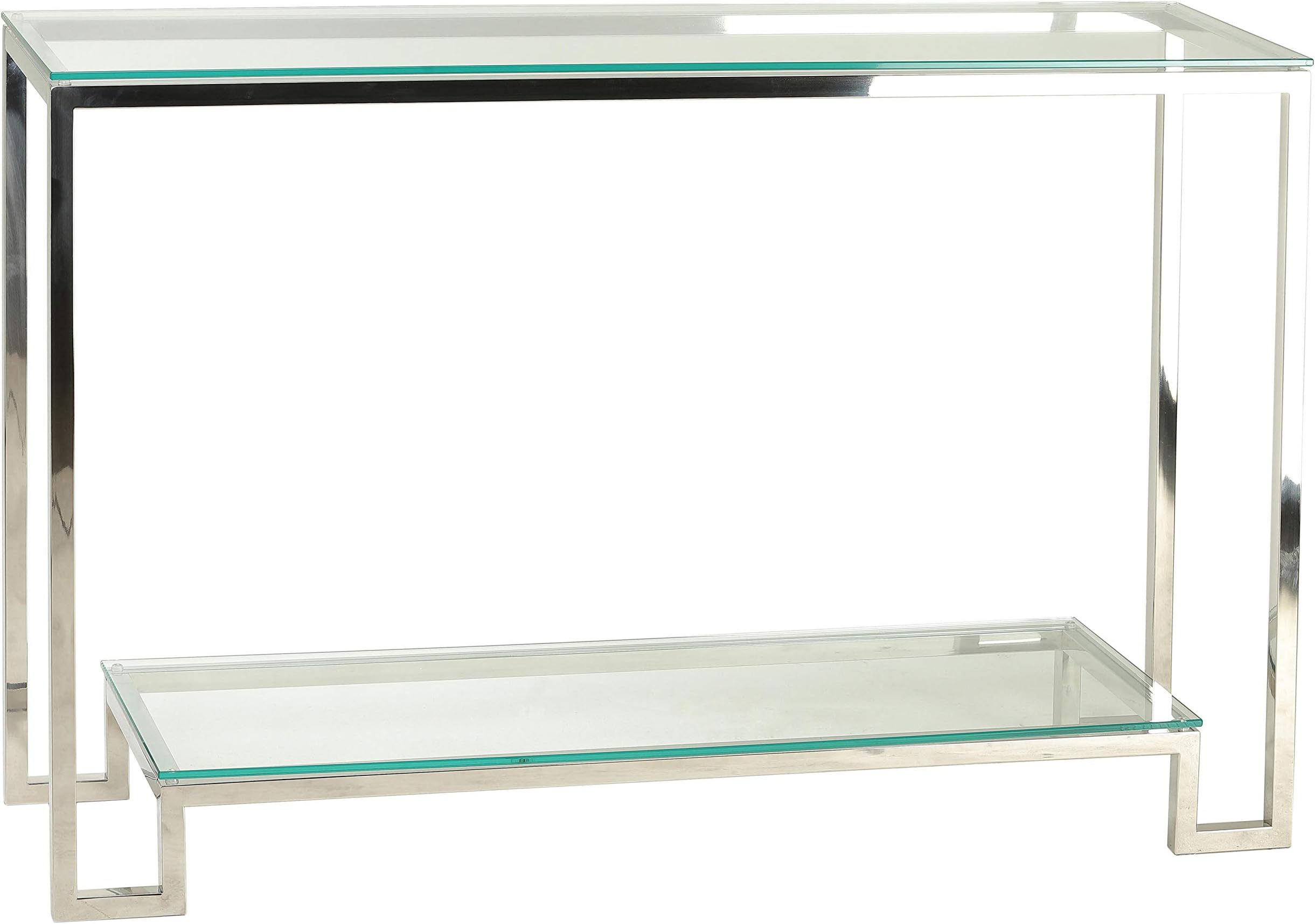 Reef Contemporary 2 Shelf Glass Console Table, Silver