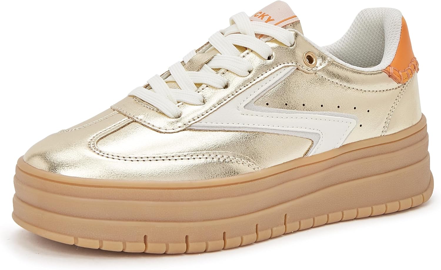 LUCKY STEP Women’s Platform Sneakers Gum Sole Suede Casual Classic Retro Rubber Thick Sole Trendy Fashion Tennis Walking Shoes