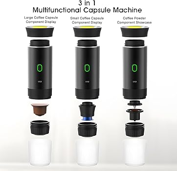 Winwj Cafetera portátil eléctrica de cápsulas cafetera de 12 V para coche3