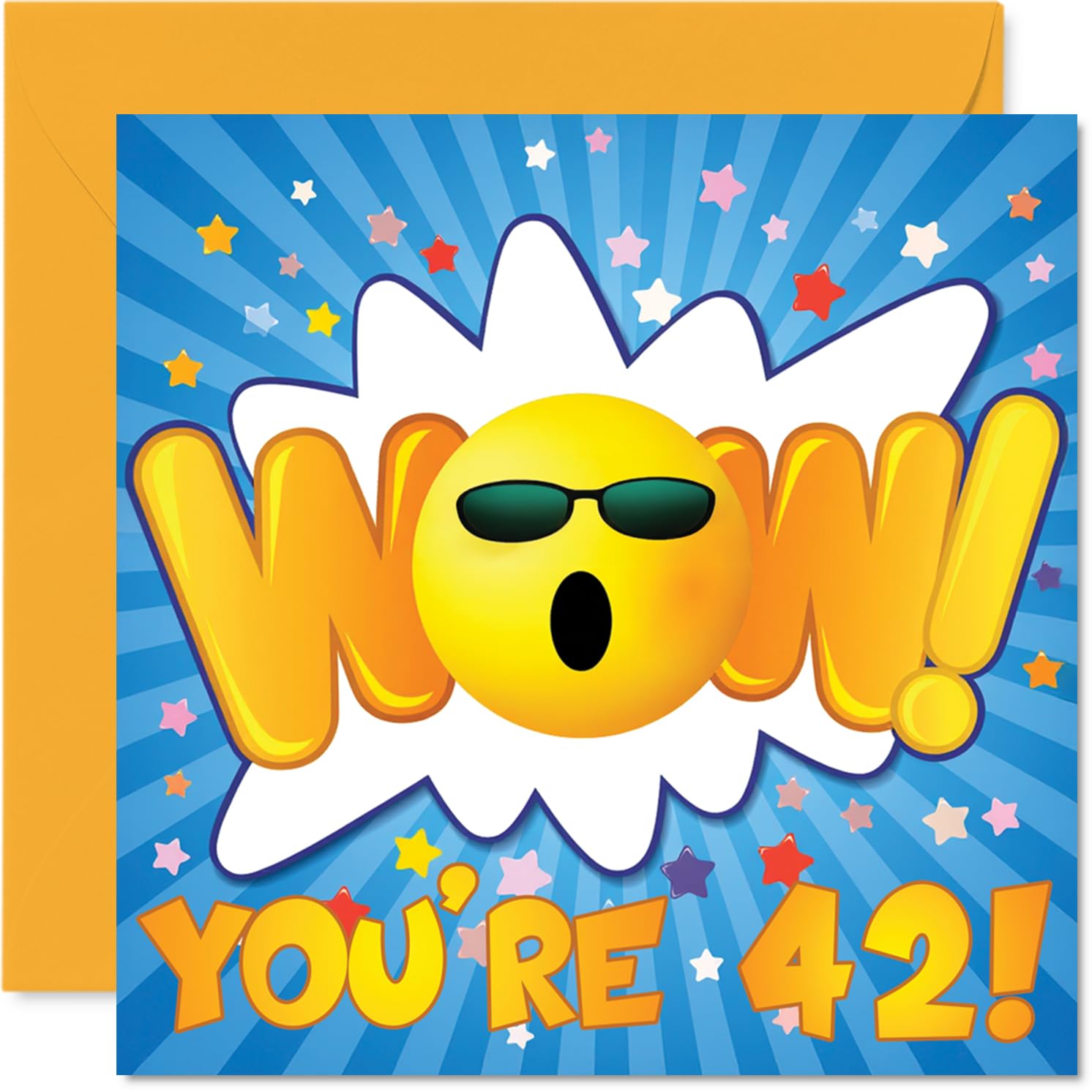42nd Birthday Cards for Men Women - WOW - Happy Birthday Card for 42 Year Old Man Woman Friend Nephew Neighbour Auntie, 145mm Bday Greeting Cards
