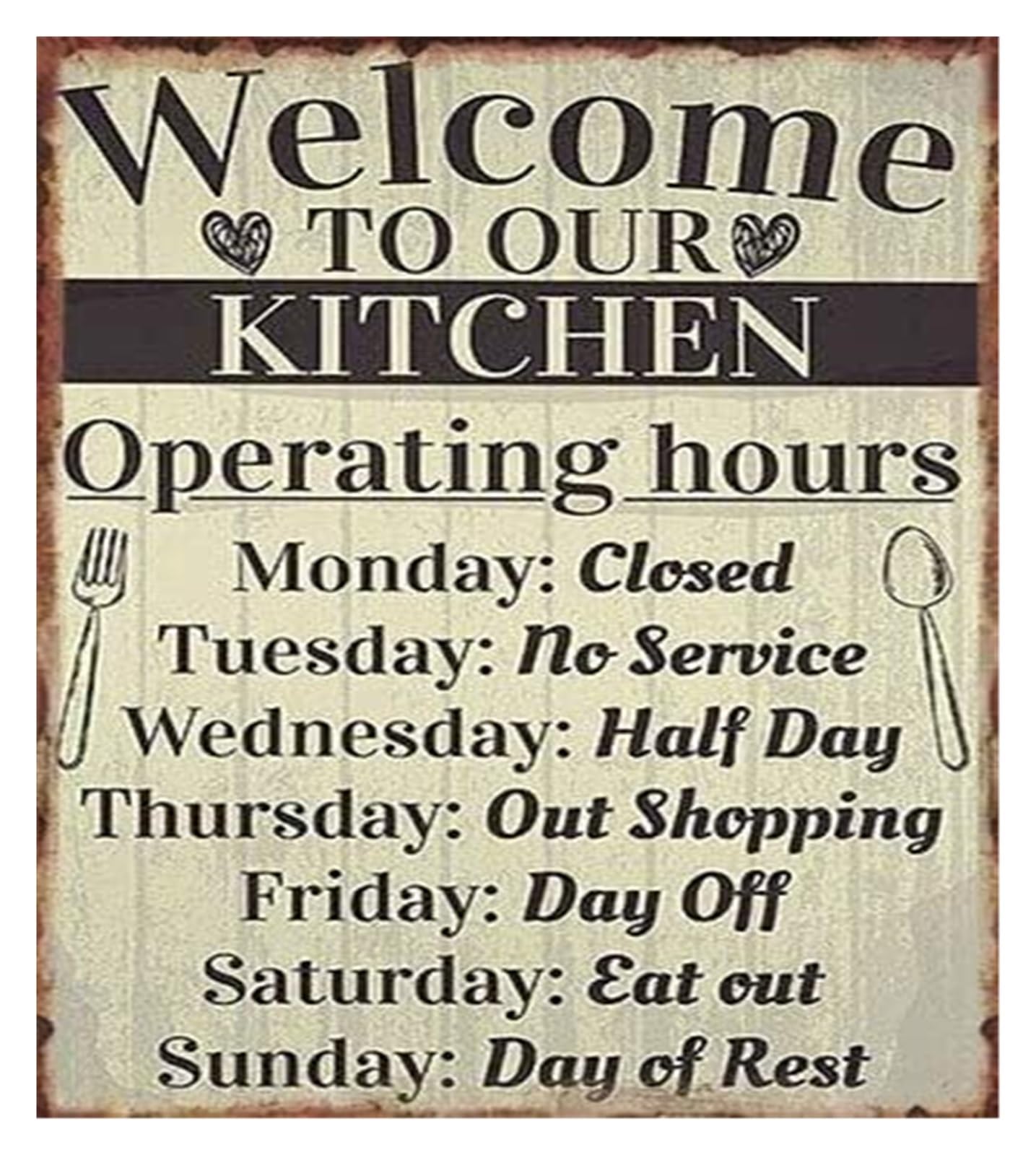 ZDVHOMCB Metal Welcome Sign for Kitchen Retro Tin Sign Wall-Art Decor for Home Farmhouse Cafe Bar Restaurant Rustic Vintage Kitchen Decor 8 X 12 inch