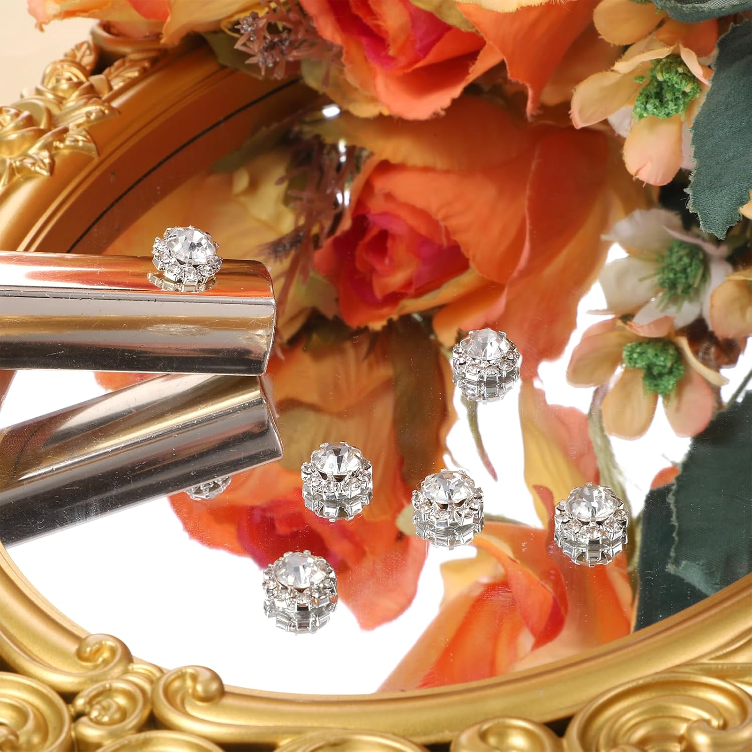 30 Pcs 12mm Sew on Rhinestone Embellishments, Rhinestone Buttons for Clothing, Crystal Flower Flatback Buttons for Clothing Wedding Hair Decoration Bouquet DIY Sewing Accessories - Image 6