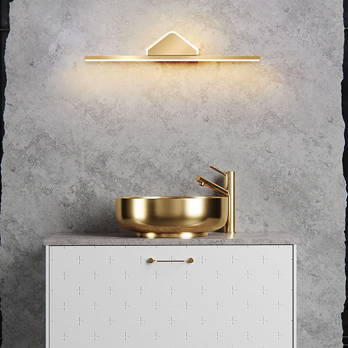 LED Spiegelleuchte Badezimmer Spiegellampen Wasserdichte Make-up Beleuchtung Warmweißes Licht für Schrank mit 3000K Gold Spiegel Frontbeleuchtung 17W/80CM