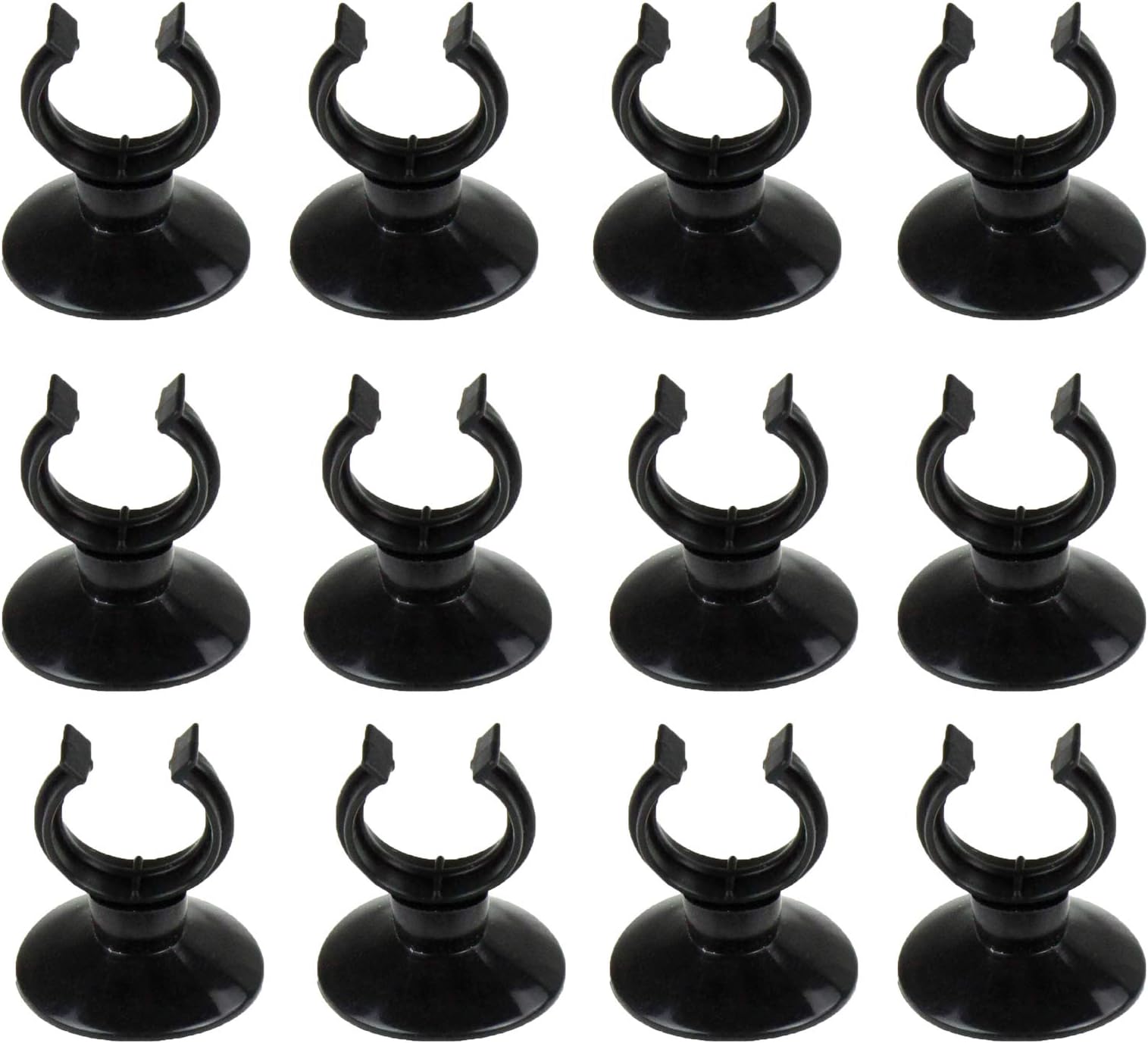 AQUANEAT 12 Pack Aquarium Suction Cup Clip Black, for Aquarium Heater, Tubing Hose, Plant, Decoration, Fish Tank (Black 3/4")