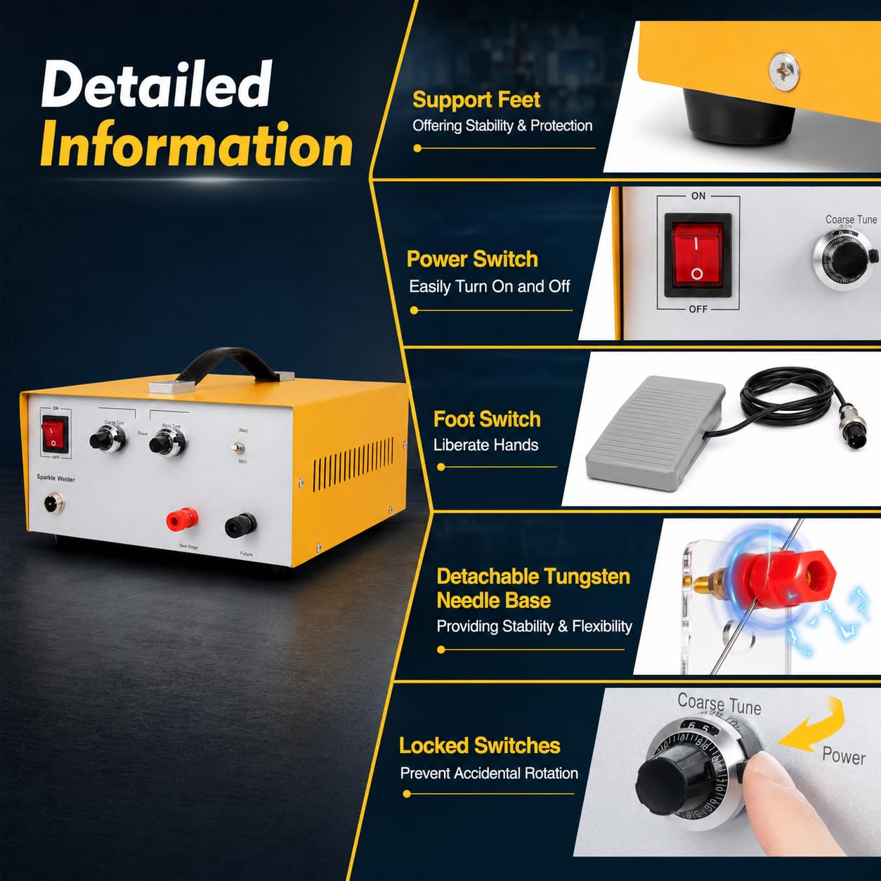 Pulse Arc Jewelry Spot Welder, 600 W, 0,5-80 A, nożny